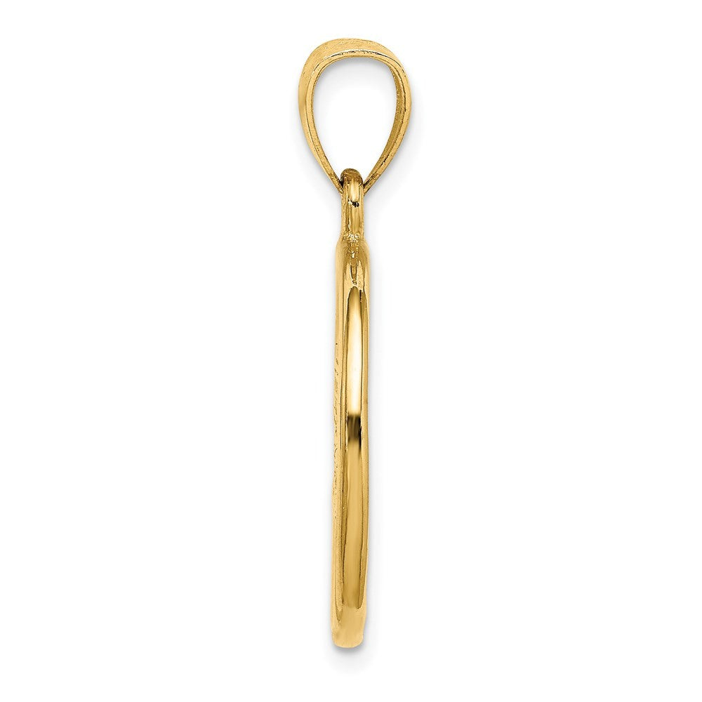 14k Yellow Gold Washington Diamond-Cut Skyline Circle Charm