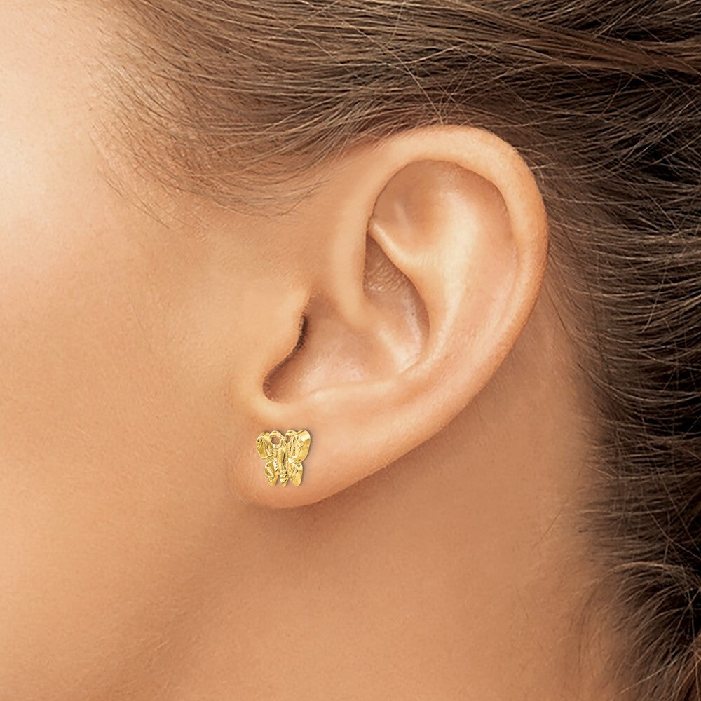 14k Yellow Gold Butterfly Stud Earrings