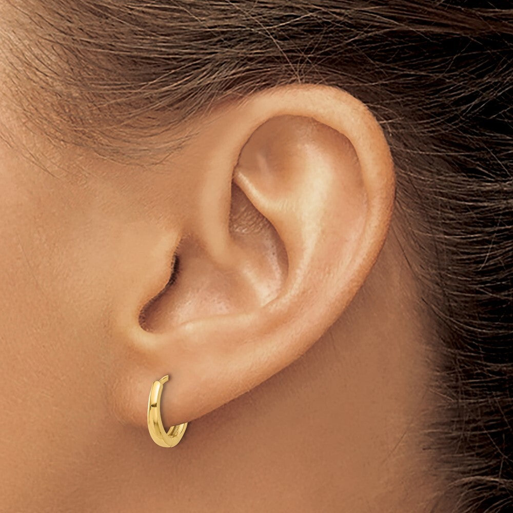 14k Yellow Gold Polished Hinged Hoop Earrings Gift for Women