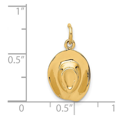 14k Yellow Gold Hat Charm Pendant for Women