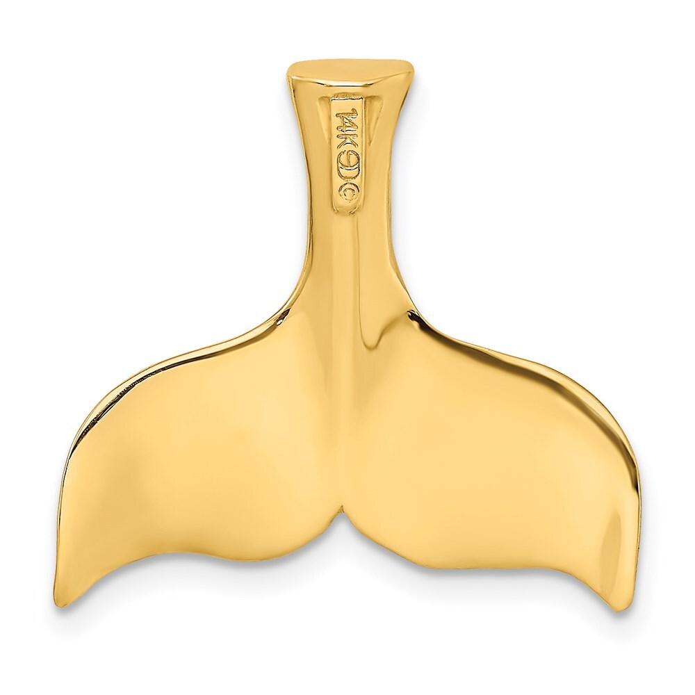 14k Yellow Gold 3-D Polished Whale Tail Charm Pendant for Women