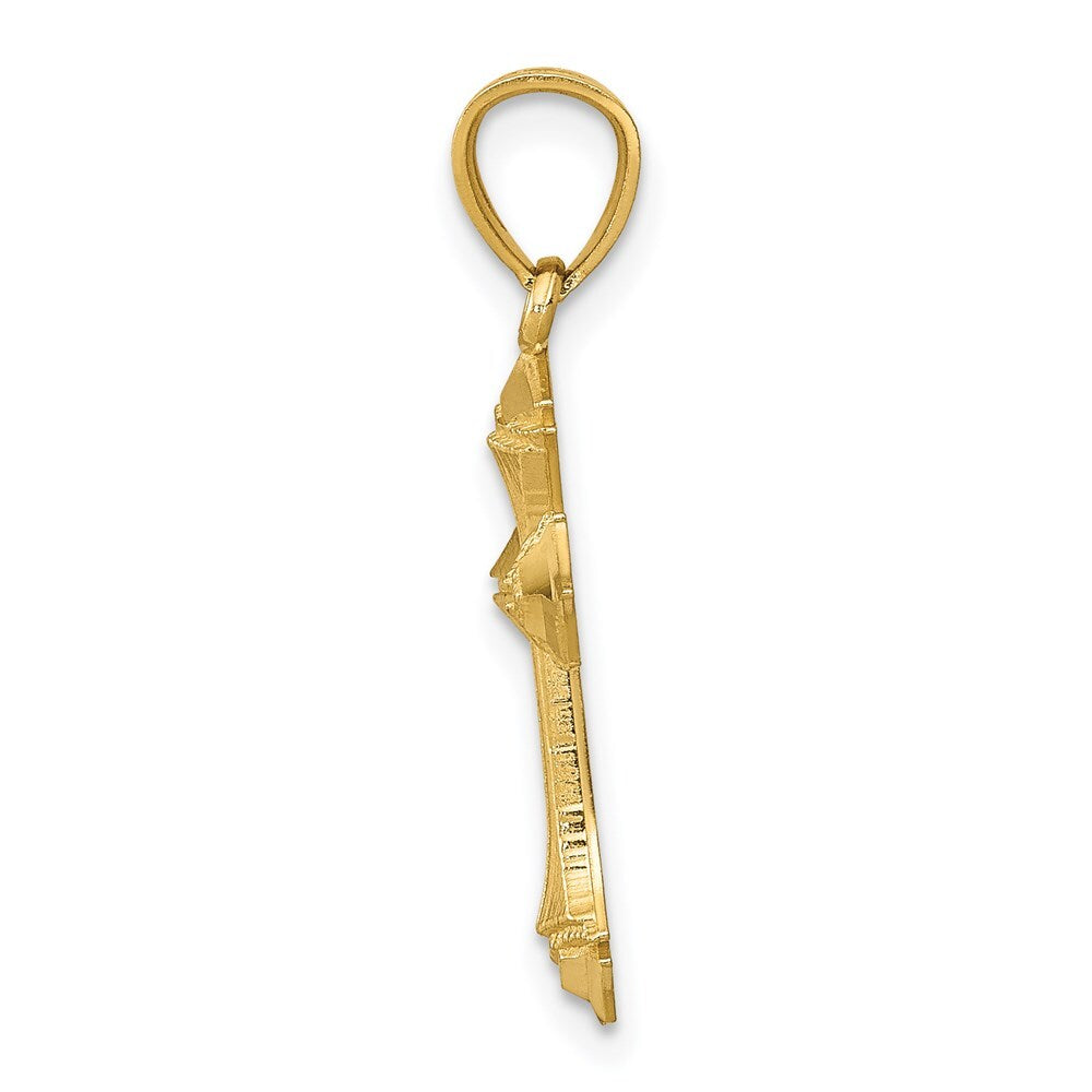 14k Yellow Gold Diamond-cut Passion Cross Charm Pendant for Women