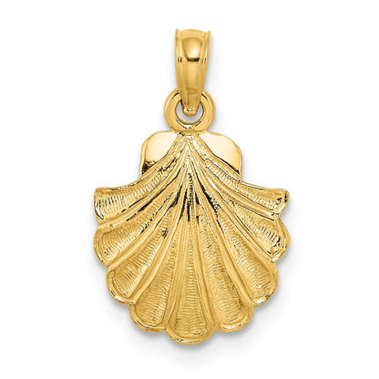 14k Yellow Gold Scallop Shell Charm Pendant