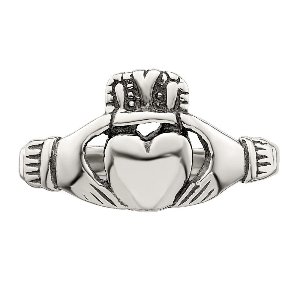 Sterling Silver Antiqued Claddagh Ring Size 7