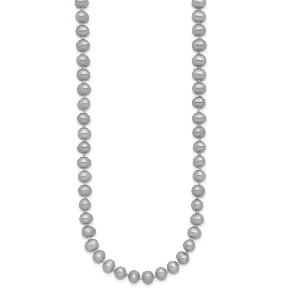 14k Yellow Gold 5-6mm Grey Near Round Freshwater Cultured Pearl 16 inch Necklace