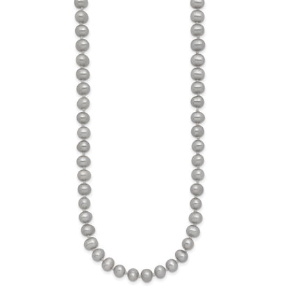14k Yellow Gold 5-6mm Grey Near Round Freshwater Cultured Pearl 16 inch Necklace