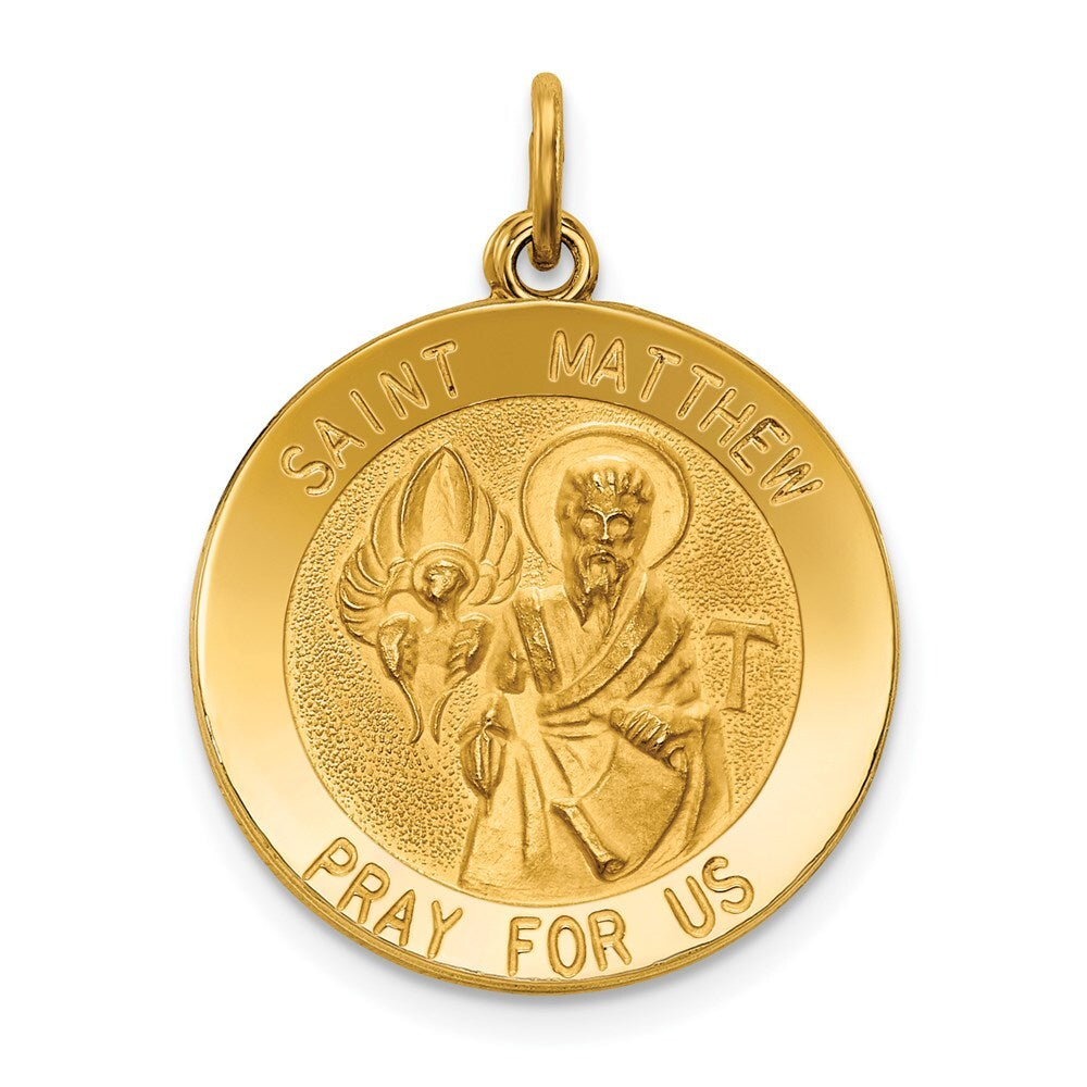 14k Yellow Gold Saint Matthew Medal Pendant for Women