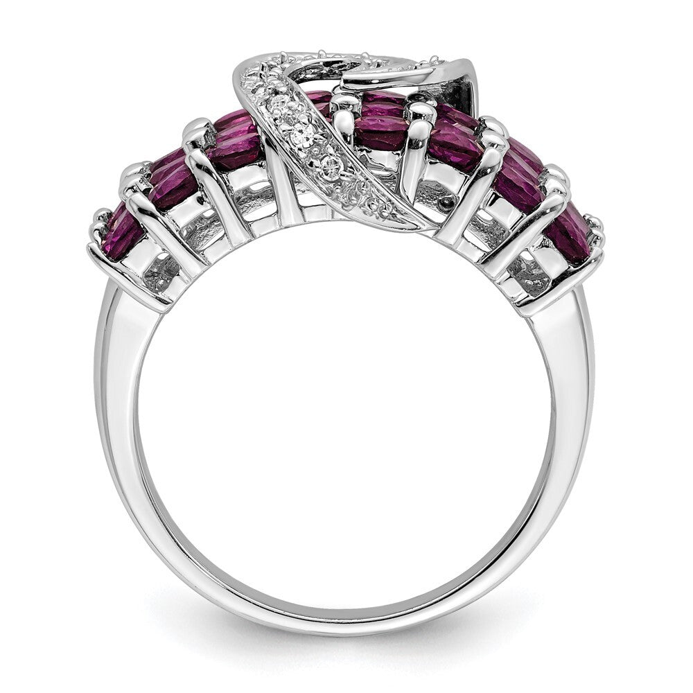Sterling Silver Rhodium-plated Rhodolite Garnet & Diamond Ring Size 7