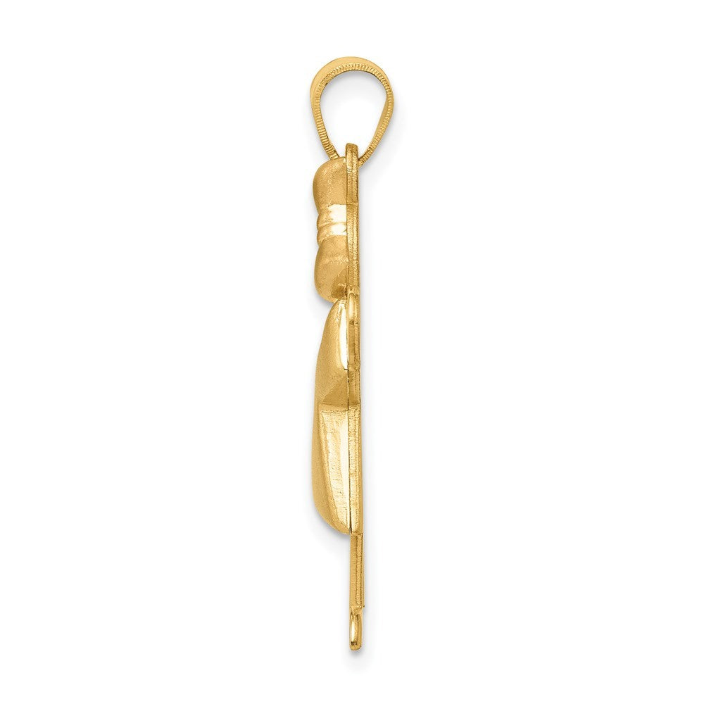 14k Two-Tone Gold Puffed Girl with Bow on Right Engravable Charm
