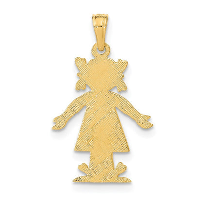 14k Yellow Gold Girl Charm Pendant for Women