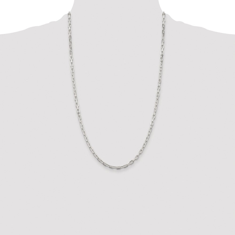 Sterling Silver Rhodium-plated 3.75mm Diamond-cut Long Link Cable Chain