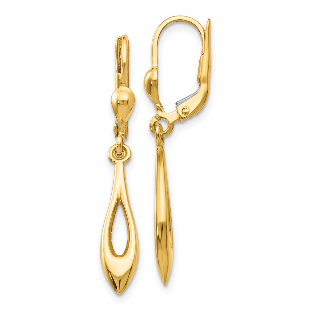 14k Yellow Gold Polished Drop Dangle Earrings