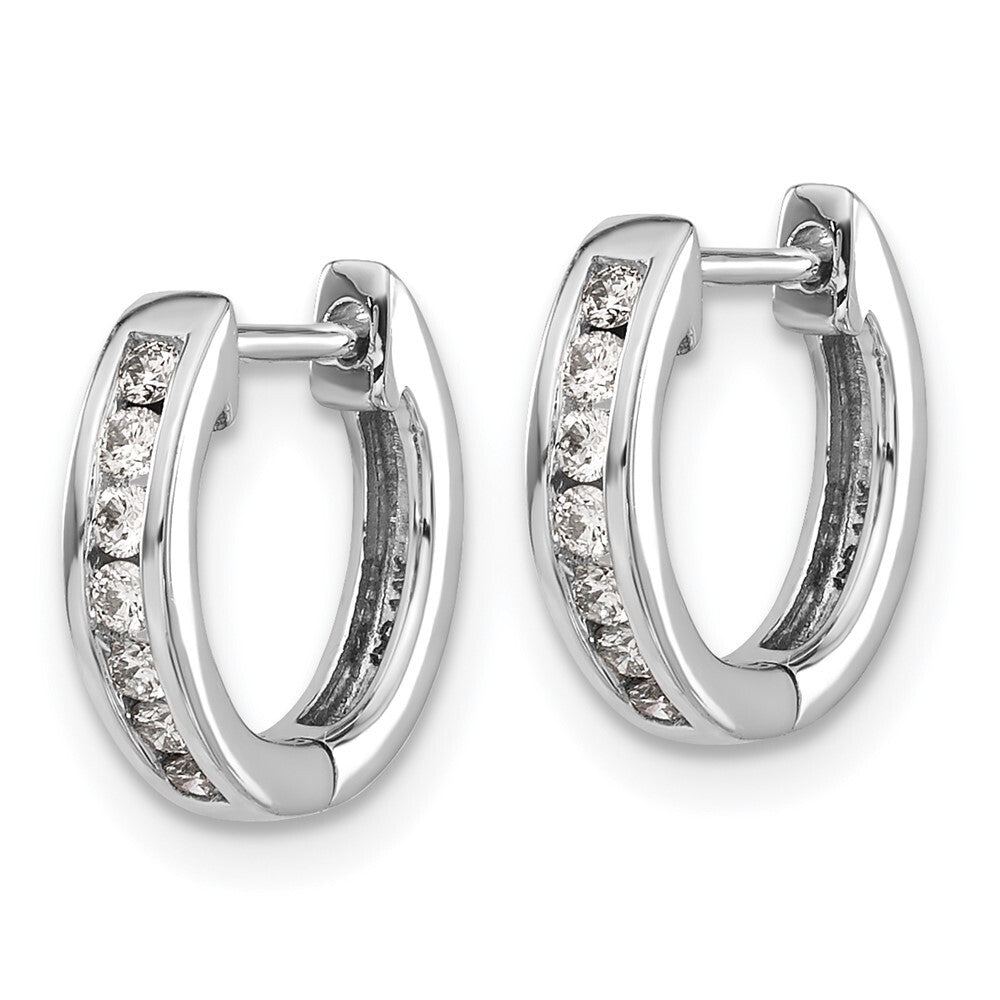 14k White Gold Diamond Hinged Hoop Earrings
