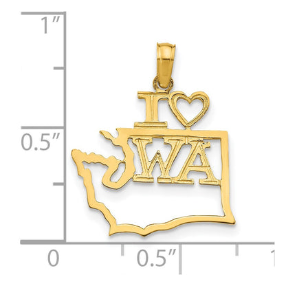 14k Yellow Gold Solid Washington State Pendant for Women