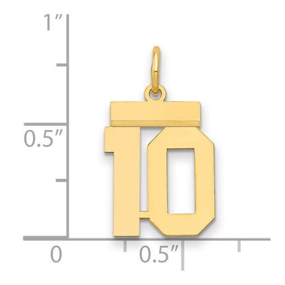 14k Yellow Gold Small Polished Number 10 Charm Pendant for Women
