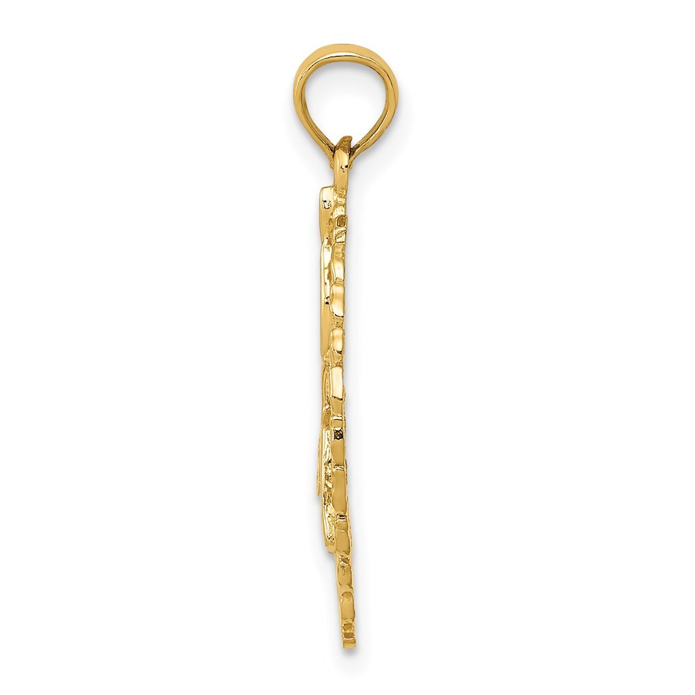 14k Yellow Gold Solid Polished Framed Gymnast Pendant for Women