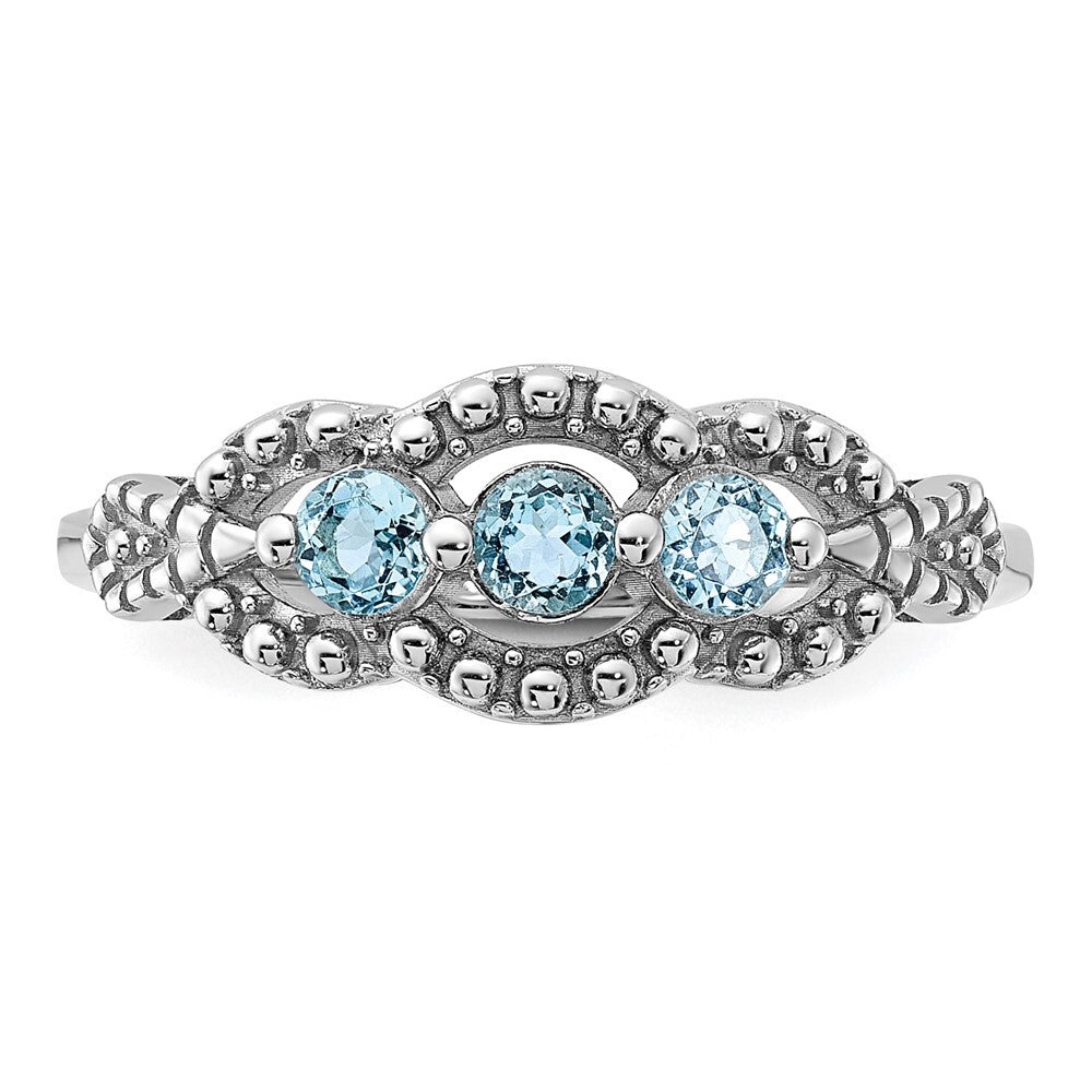 Sterling Silver Rhodium-plated Light Swiss Blue Topaz Ring Size 6