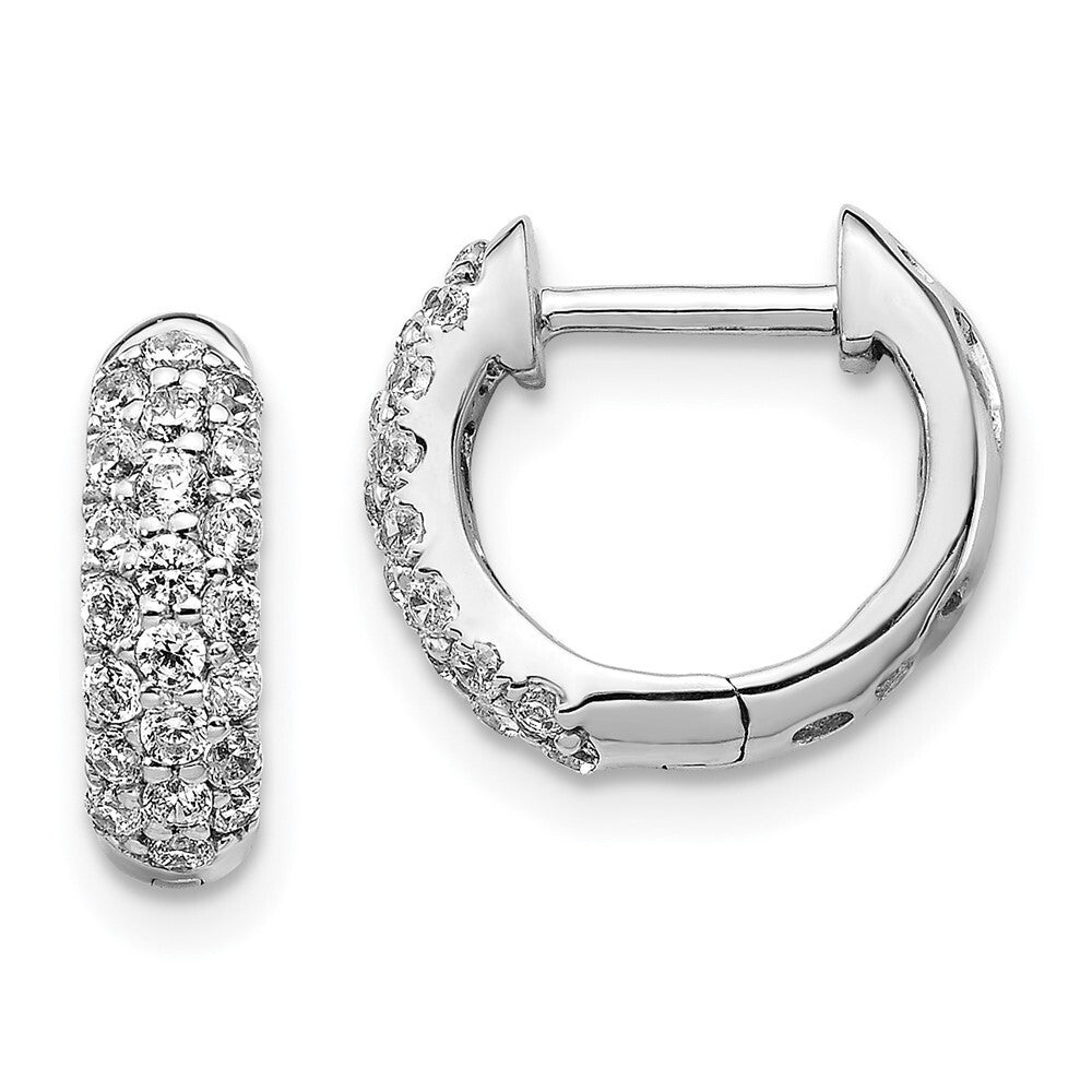 14k White Gold Diamond Hinged Hoop Earrings