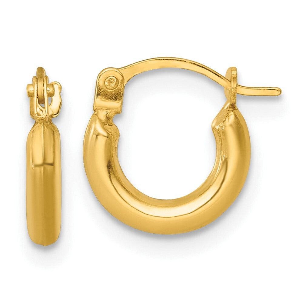 14k Yellow Gold Polished 2mm Hoop Earrings Gift for Women