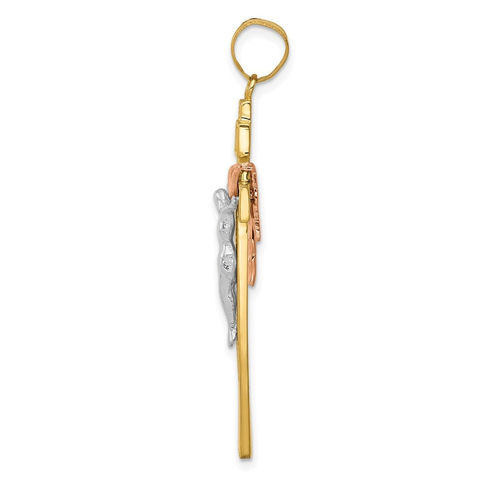 14K Tri-Color Gold Large Draped INRI Crucifix Pendant