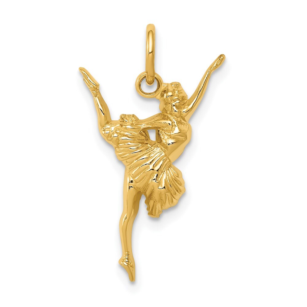 14k Yellow Gold Ballerina Charm Pendant for Women
