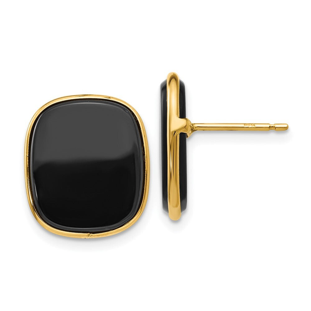 14k Yellow Gold Black Onyx Stud Earrings Gift for Women