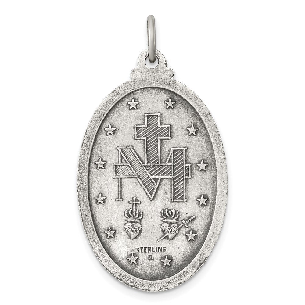 Sterling Silver Antiqued Miraculous Medal Pendant Holiday Gift for Women