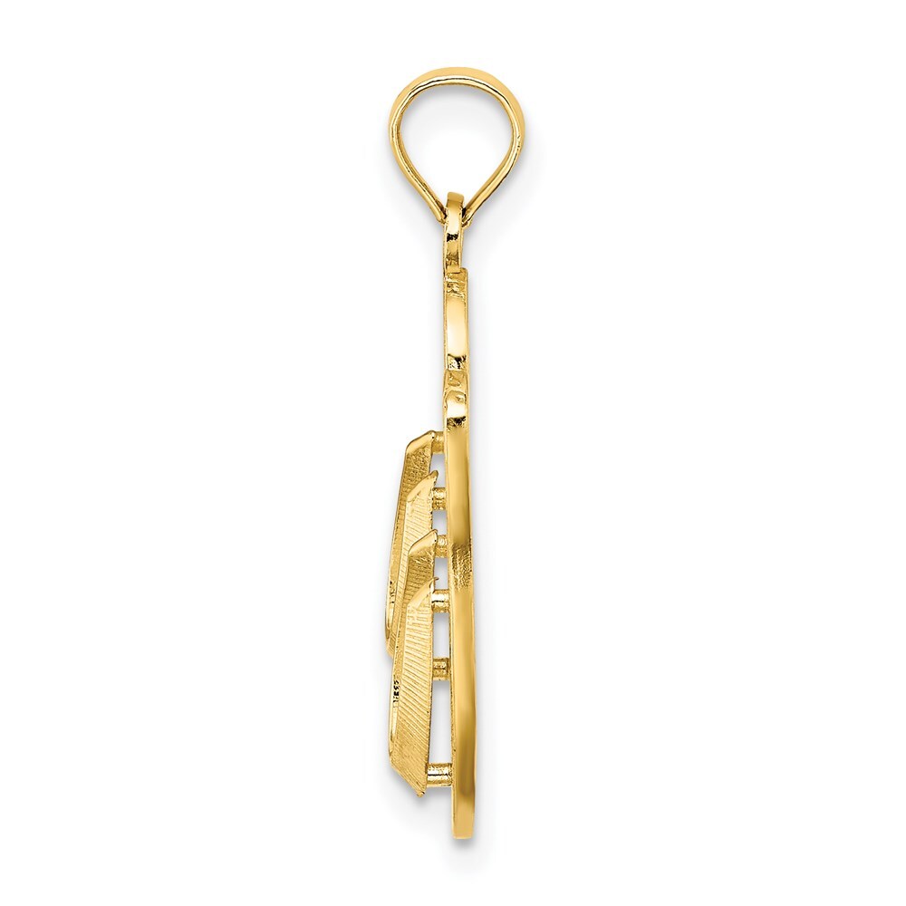 14k Yellow Gold 3D HAWAII ALOHA Double Flip-Flop Charm Pendant for Women