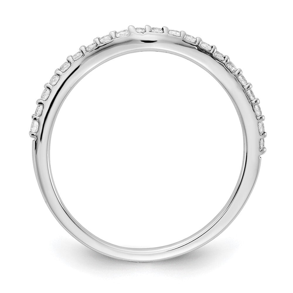 14k White Gold Curved Diamond Ring Size 7