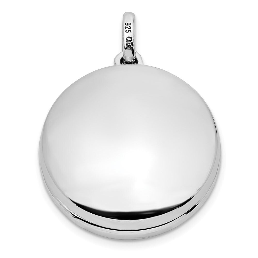 Sterling Silver Rhodium-plated Cubic Zirconia Stars 20mm Swing Locket