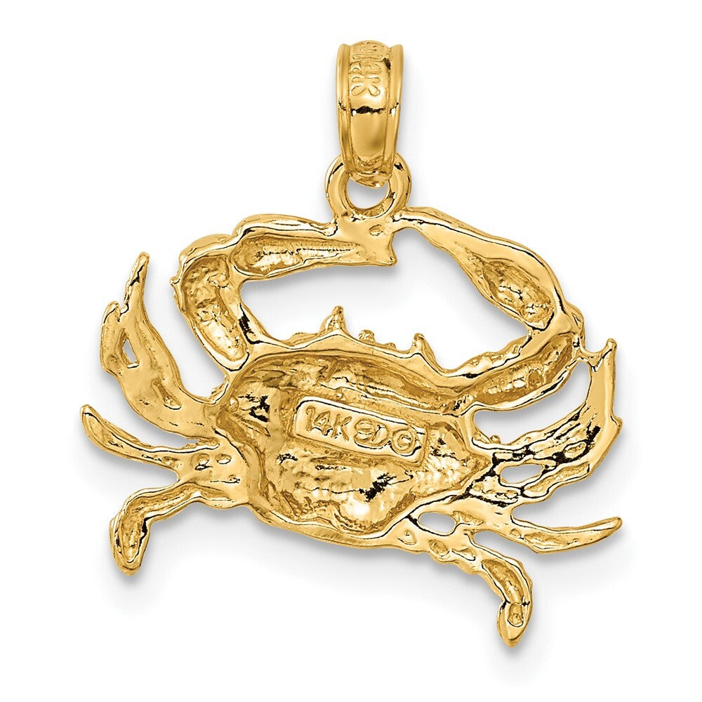 14k Yellow Gold Blue Crab Pendant for Women