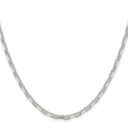 Sterling Silver Polished and Diamond-Cut 3.75mm Mariner Link Chain Necklace