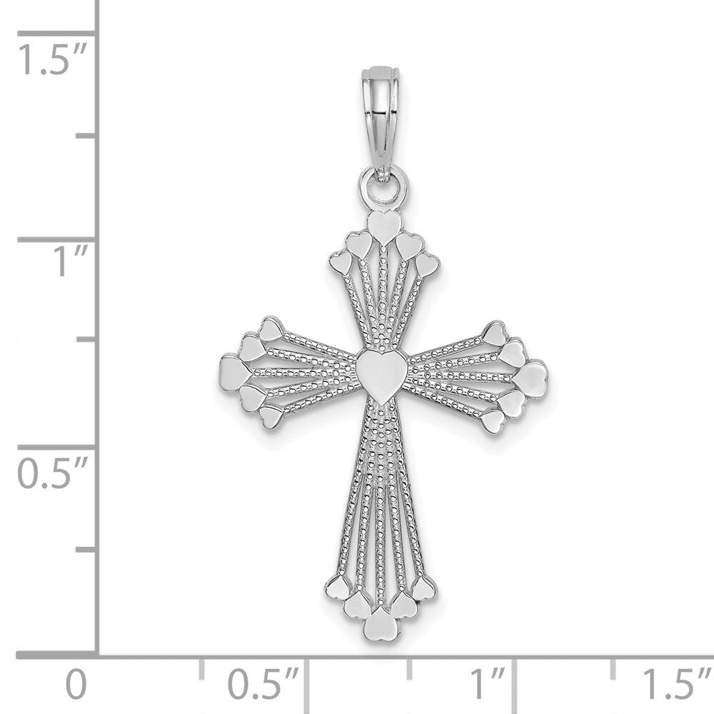 14k White Gold Cross  Heart Center Charm Pendant for Women