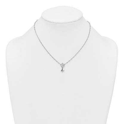 Sterling Silver Rhodium Butterfly Dangle Paperclip Link Necklace 16" with 2" Ext