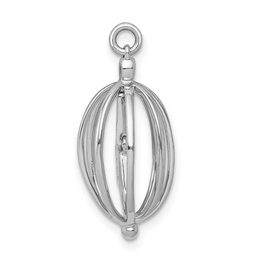 14k White Gold Diamond Bird in Cage Pendant for Women