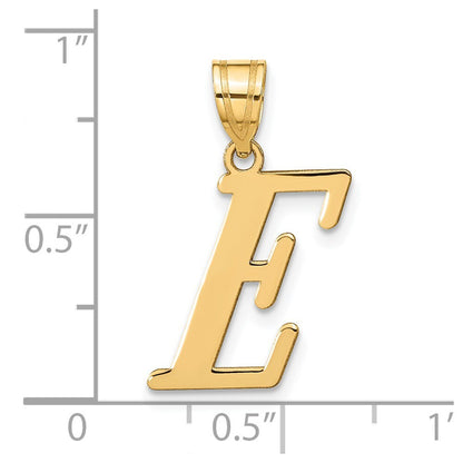 14k Yellow Gold Polished Letter E Initial Pendant for Women