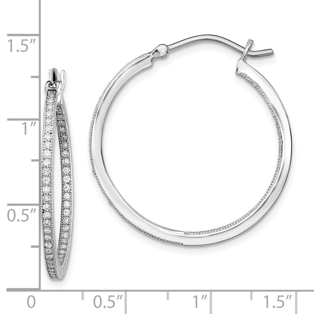 Sterling Silver Rhodium-plated Cubic Zirconia In/Out Hoops