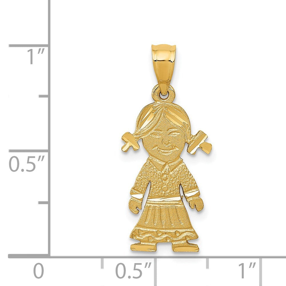 14k Yellow Gold Girl Charm Pendant for Women