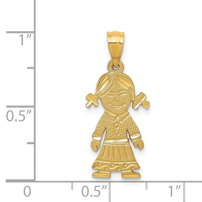 14k Yellow Gold Girl Charm Pendant for Women