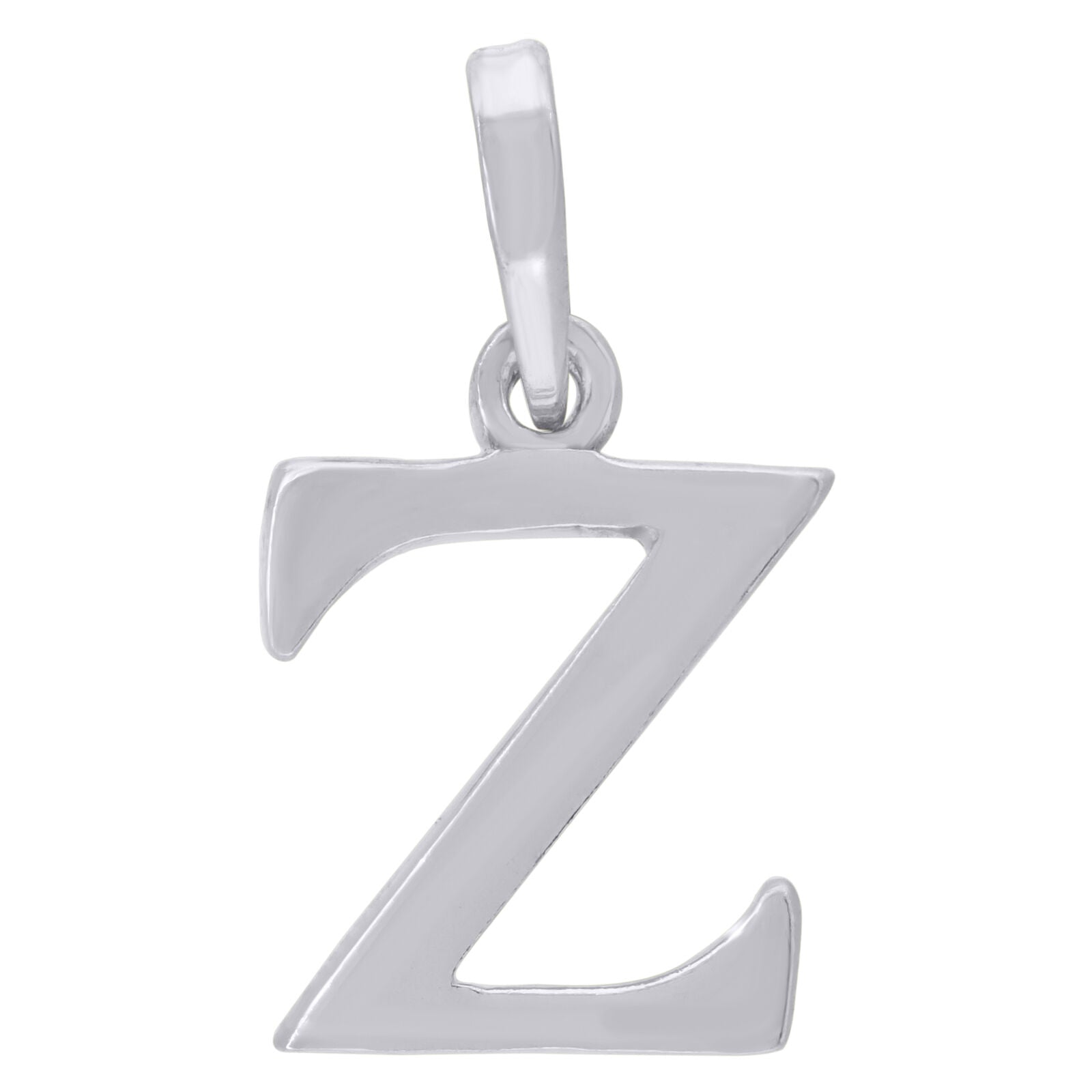 925 Sterling Silver Plain Initial Alphabet Z Charm Pendant