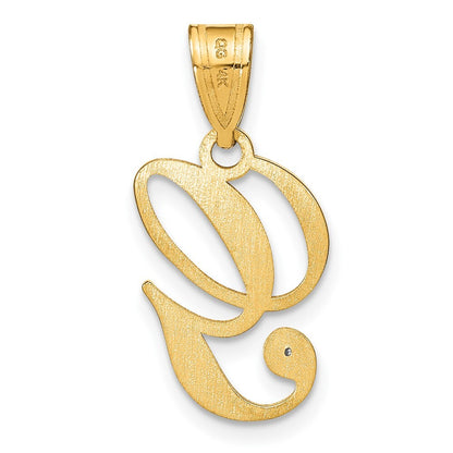 14k Yellow Gold Script Letter G Initial Pendant with Diamond for Women