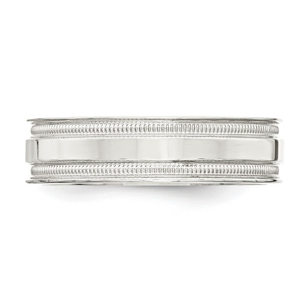 Sterling Silver 6mm Polished Flat Milgrain Grooved Edge Fancy Band Size 11