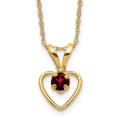 14k Yellow Gold Madi K 3mm Garnet Heart Birthstone Necklace