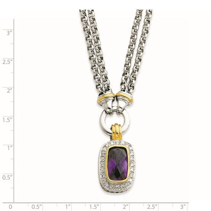 Sterling Silver Flash Gold-plated CZ Necklace