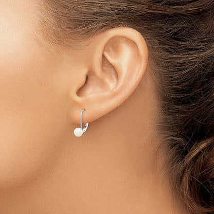 14k White Gold 5-6mm Akoya Saltwater Cultured Pearl Leverback Earrings