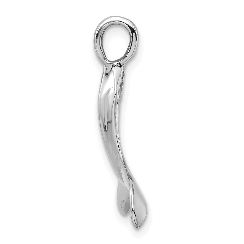 14k White Gold 3-D Polished Whale Tail Charm Pendant for Women