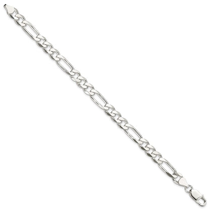 Sterling Silver 7.5mm Figaro Chain Bracelet