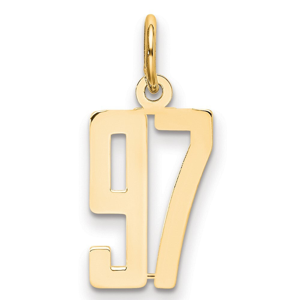 14k Yellow Gold Small Elongated Number 97 Charm Pendant for Women