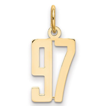 14k Yellow Gold Small Elongated Number 97 Charm Pendant for Women