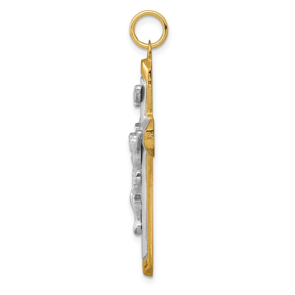Sterling Silver Platinum-plated Satin Polished Vermeil Corpus Cross Pendant